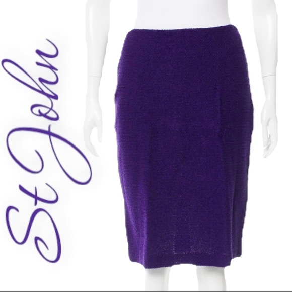 ST. JOHN Santana Wool Blend Purple Pencil Skirt, Size 4 - Picture 12 of 15
